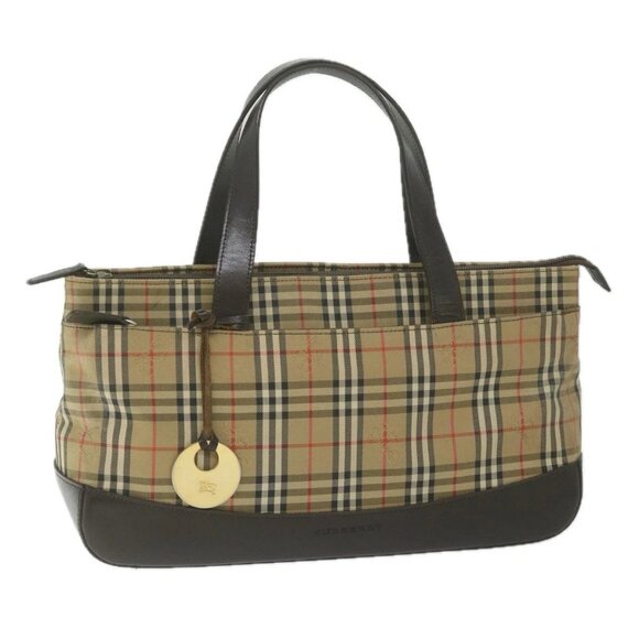 BURBERRY Nova Check Hand Bag Canvas Beige
